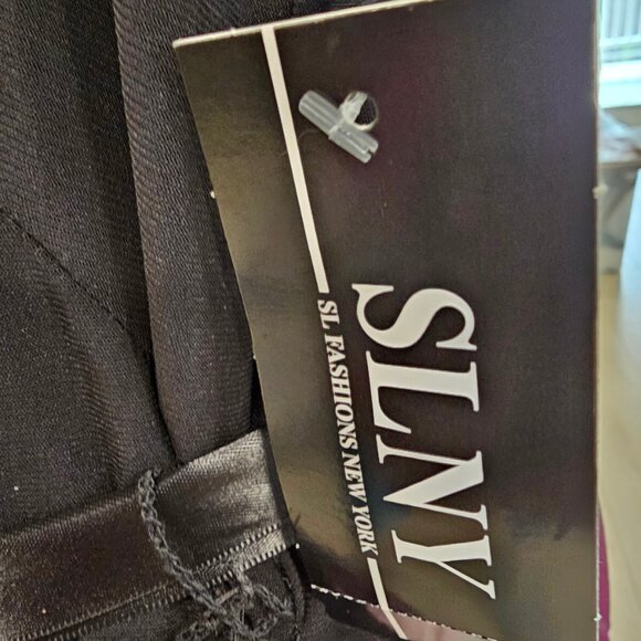 SLNY Maxi Dress Size 16 NWT Black & Purple Floral Print Chiffon Satin Waist - Picture 5 of 9